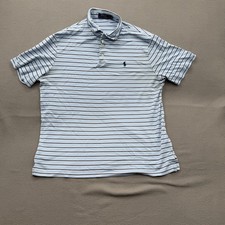 Polo Ralph Lauren Polo Shirt Mens Large Blue White Striped Embroidered Logo