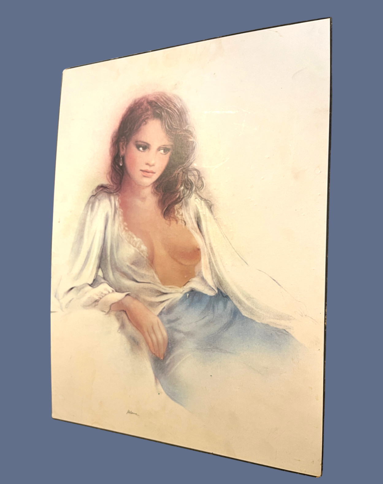 Vintage Nude Female Portrait Print On Board Erotic Wall Art Large 70cm Retro Fig image 8