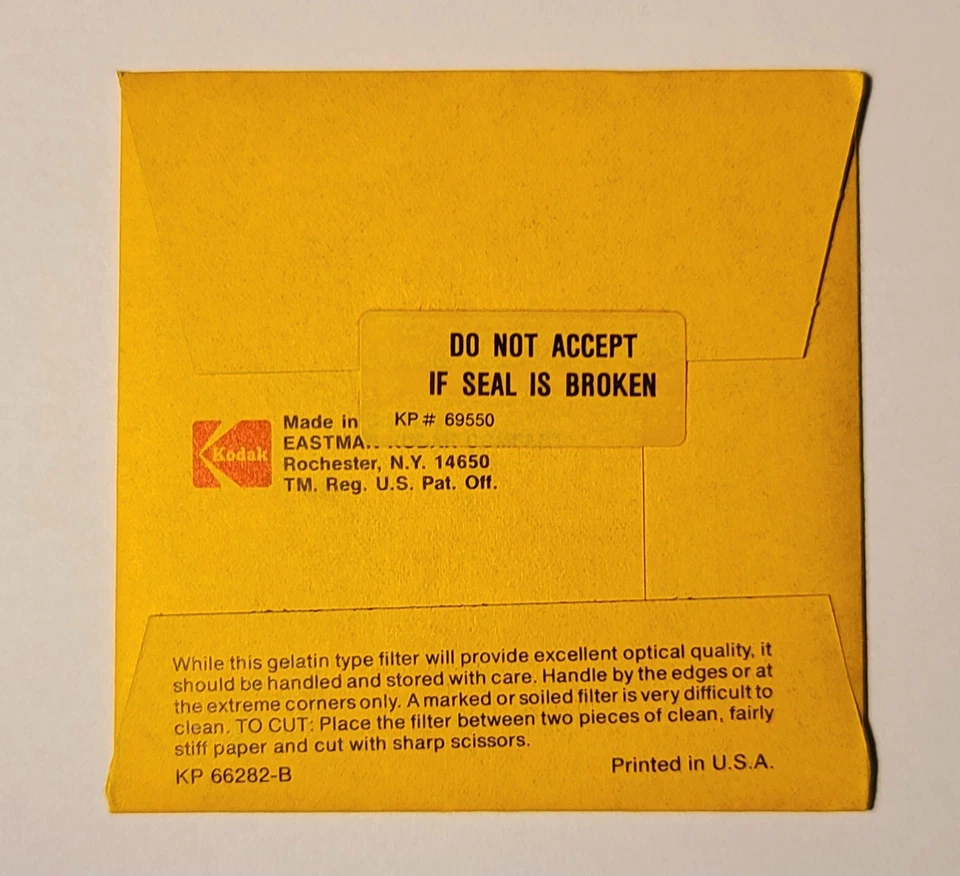 Rare Vintage Kodak Wratten Gelatin Filter CC20Y 75mm x 75mm – Sealed NOS CAT... - Image 2 of 2
