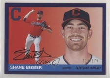 2020 Topps Archives 1955 Topps Purple 18/175 Shane Bieber #36 fz4