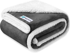 80X60" Waterproof Dog Blanket for Couch,Pee Proof Sherpa Fleece Reversible Throw