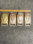 4 ANTIQUE CIVIL WAR ERA HEART HORSE HARNESS BUCKLE COVERS BRASS RARE SIZE 4”