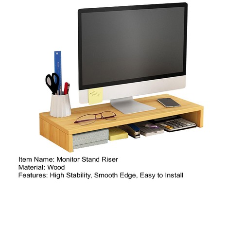 Laptop Stand for Desk Ergonomic Monitor Wooden Riser with Storage Compartment - Afbeelding 7 van 12