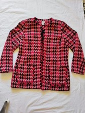 Chico's Women's Houndstooth Jacket Red Black Sophisticated Business Size 2