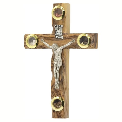 Croix du réconfort en bois d'olivier de Jérusalem 7cm