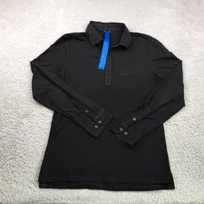 Kit & Ace Polo Shirt Mens M Black Cotton Cashmere Stretch Long Sleeve Pocket