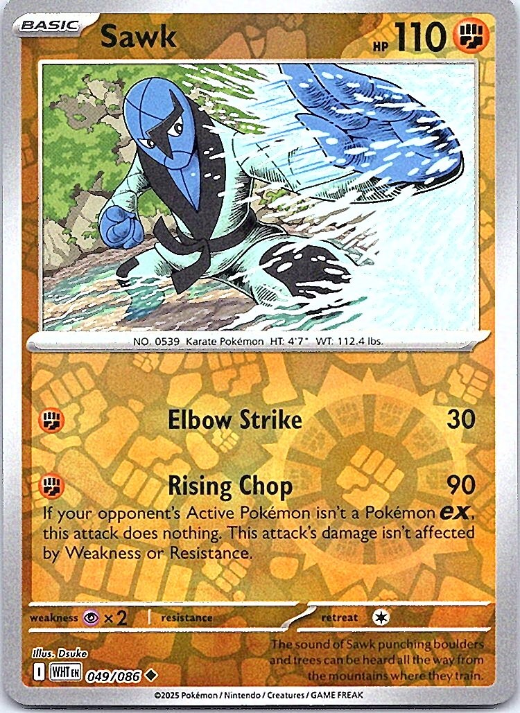 Sawk Uncommon Fighting Reverse Holo SV: White Flare 049/086 NM