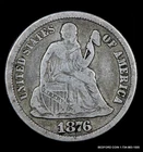 FINE 1876-CC SEATED LIBERTY DIME F 10c   (BC1)