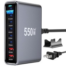 550W USB C Fast Charger Block, PD3.1 140W 8 Port USB Charging Station, GaN ...