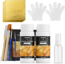 Gold Leaf Gilding Adhesive Set, 100ml Water Based Glue and 100ml Varnish, 100