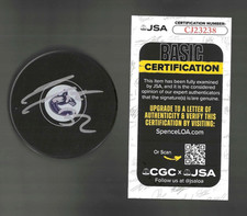 Adam Foote Signed Vancouver Canucks Puck JSA COA