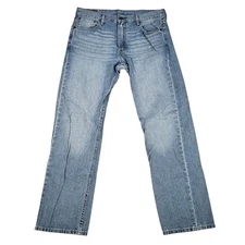 Levis 569 Jeans Mens 34x34 (Fits 36x33) Blue Loose Straight Baggy Whiskered Fade