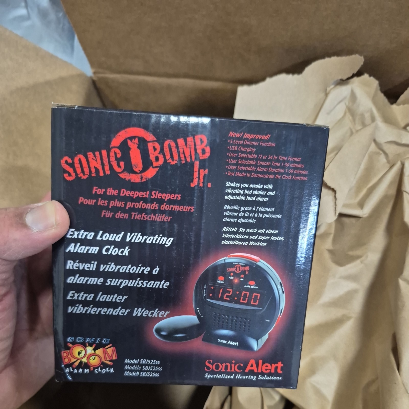 Sonic Alert Sonic Bomb Jr SBJ525SS Vibrating Alarm Clock