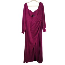 Maniju Formal Dress Womens 1X Magenta Sparkle Evening Gown New