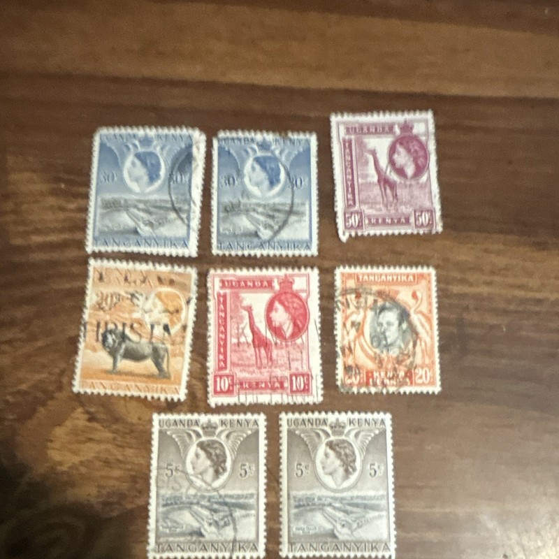 British KUT Used Postage Stamp Lot QEII Wildlife Handstamped Pre-Decimal