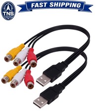 Beranmey USB to 3RCA Cable 0.25m 2 Pack USB Male to RCA Female AV Adapter for...