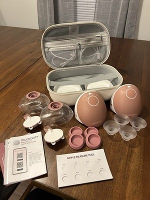 Momcozy M9 Mobile Flow Double Electric Breast Pump Hands-Free Pink White