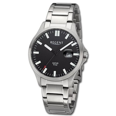 Regent Herren Armbanduhr Analog Metallarmband silber URBA794