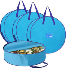4 Pack Wreath Storage Container 24 Inch Christmas Wreath Storage Bag, 420D Oxfor