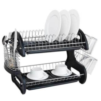 2-Layers Bowls Dishes Chopsticks Spoons Collection Shelf Drainer Multifunction