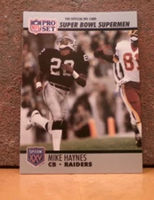 FOOTBALL CARD FRESH FROM BOX PRO SET SUPER BOWL SUPERMEN MIKE HAYNES RAIDERS