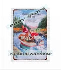 1957 Montgomery Ward Fishing Hunting boating metal tin sign cottage