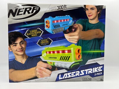 Nerf LaserStrike Laser Tag 2 Pack Blaster Set Unique Modes 300 ft
