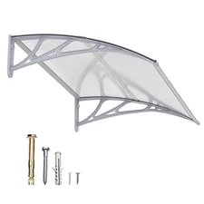 32"x48" Window Awning UV Rain Cover Front Door Canopy Exterior Awnings Gray