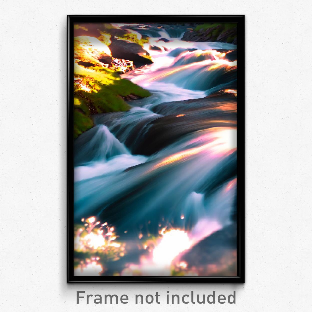 Pixel Art Poster - Flickering Rapids (8 Bit Psychedelic Trippy Video Game Print)