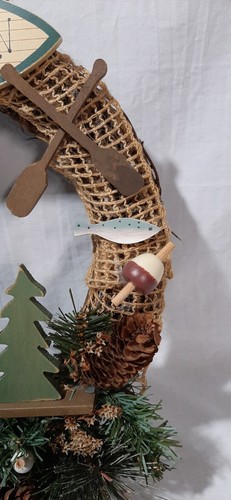 Bless Our Cabin Wreath Wilderness Bear Moose Fishing Boating Camping Homestead - Picture 4 of 5