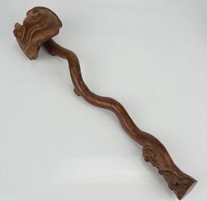 Antique Chinese Boxwood Wooden Carved Lingzhi Ruyi Paperweight 19th C QING