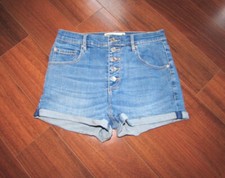 GARAGE  Size 7  Distressed Whisker Wash BUTTON-FLY High Waist Jean Shorts a85