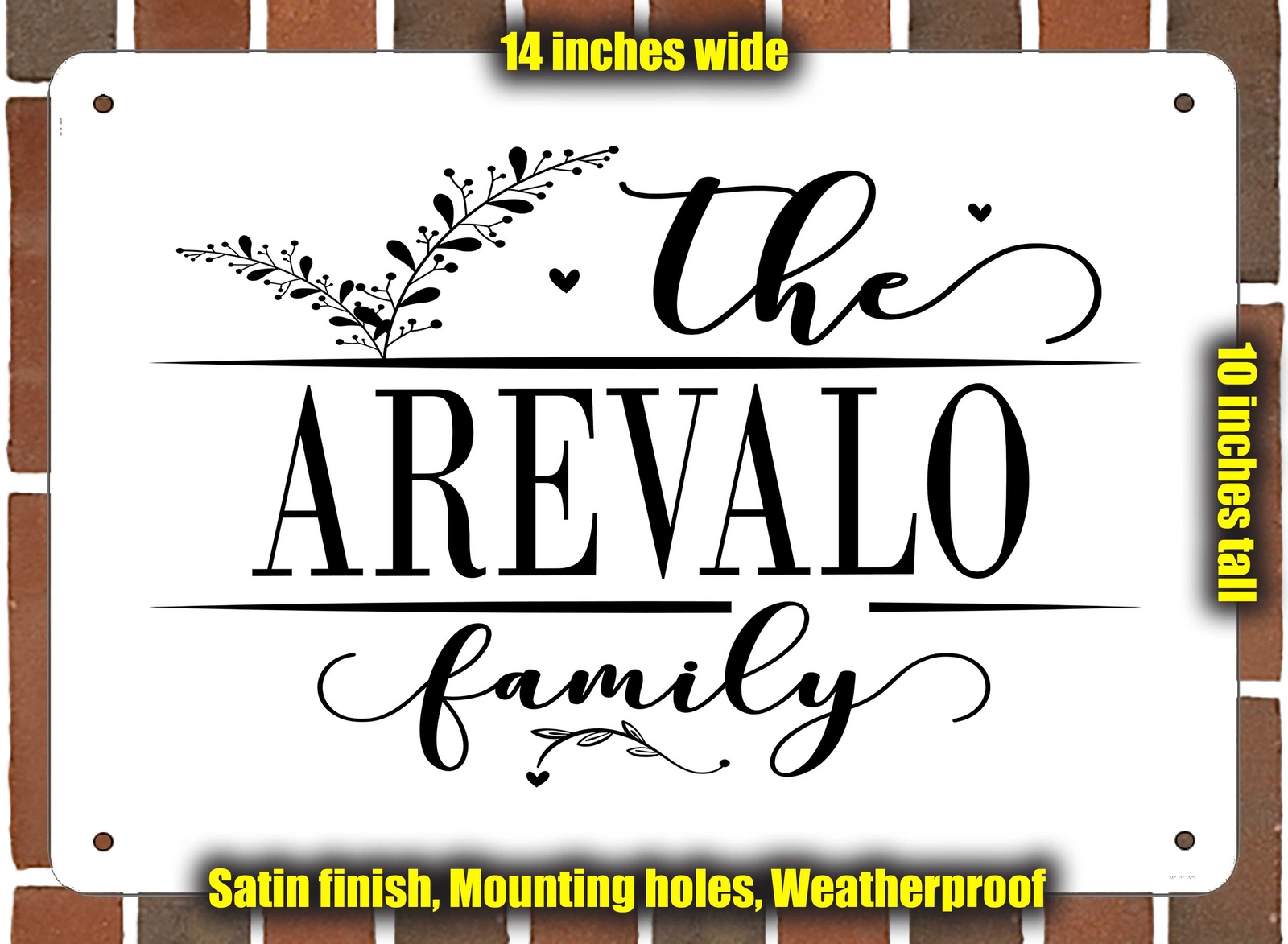Arevalo Family Decorative Metal Door or Wall Plaque (Style 2)