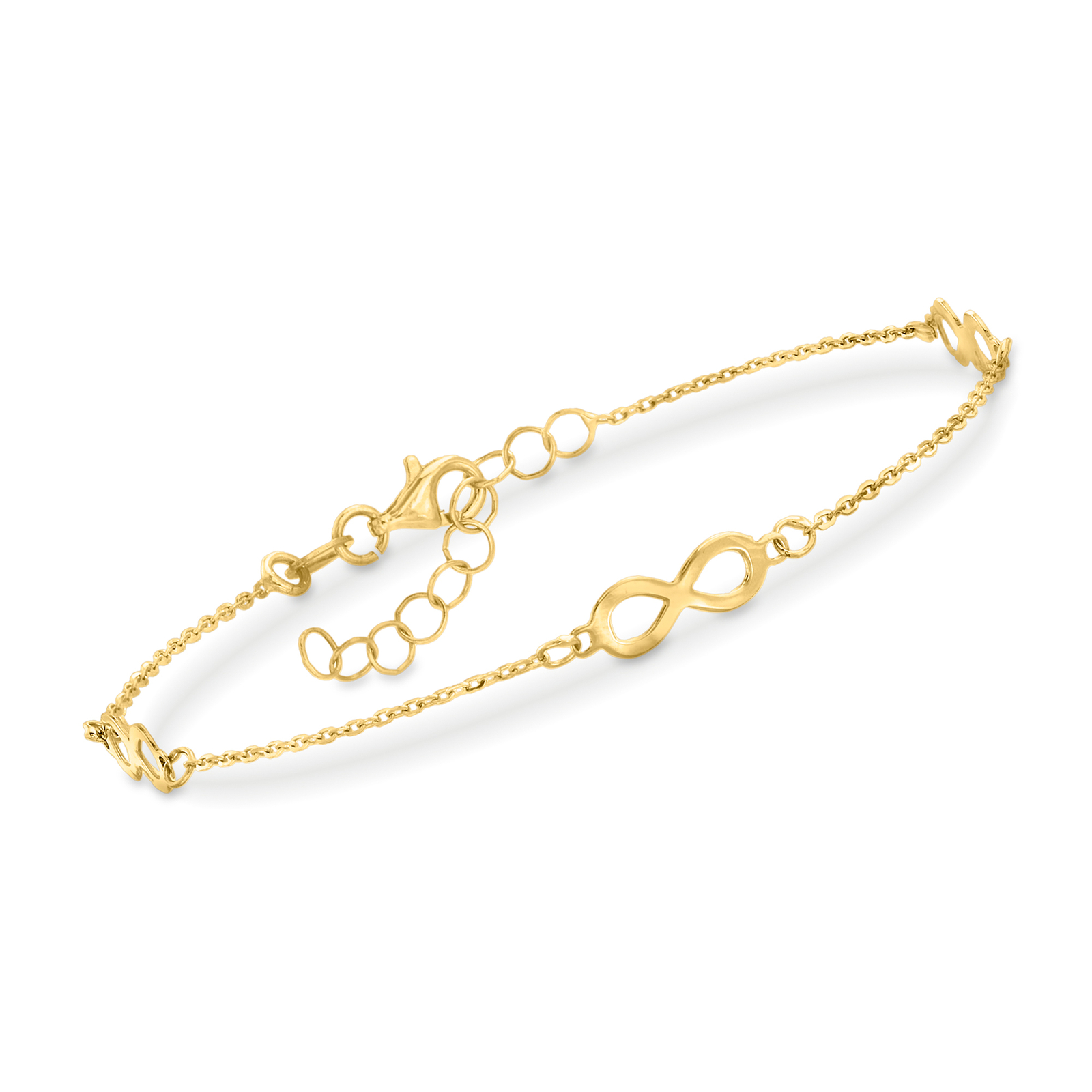 RS Pure by Ross-Simons Italian 14kt Yellow Gold Infinity Station Bracelet.  7 | eBay