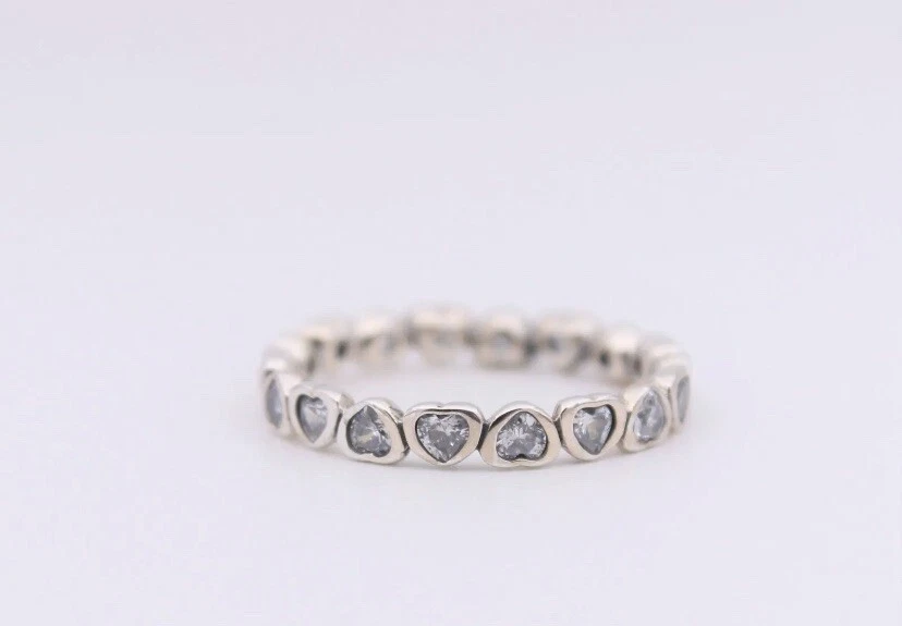 Authentic PANDORA Forever More Sterling Silver Heart CZ Ring S925