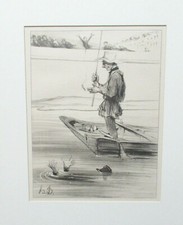 HONORE DAUMIER FISHERMAN ON A BOAT PRINT UNFRAMED