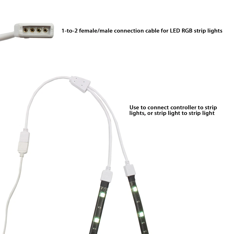 1 to 2 Ports Female Connection Cable for LED RGB Strip + 3 Free 4-pin Connector - Image 2 of 4