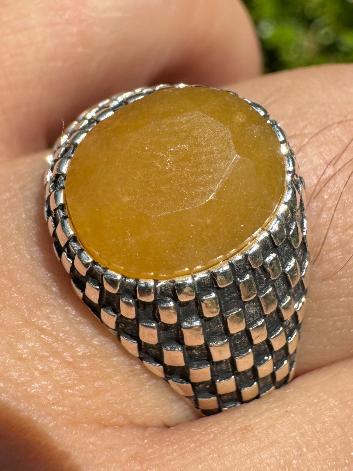 Natural Yellow Sapphire Real Genuine 6ct Gemstone Mens Solid 925 Silver Ring