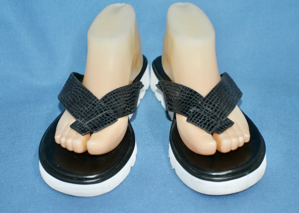 Chanclas DONALD PLINER Lynne Serpiente Repujada Mujer Talla 9 Cuero Vegano Negro Foto 2 de 4