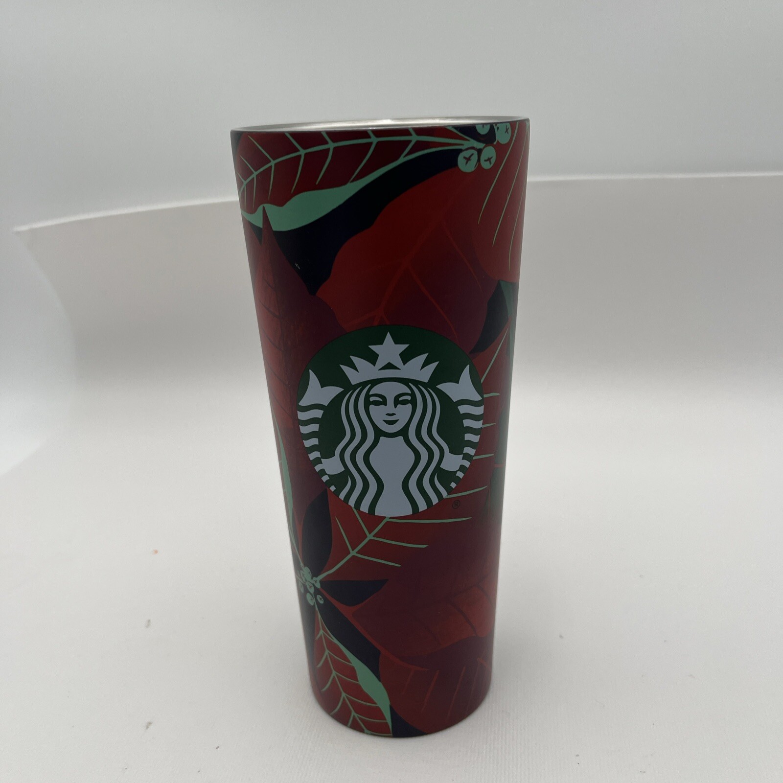 NO LID-Starbucks Holiday 2020 16oz Red Poinsettia Grande Stainless Steel Tumbler