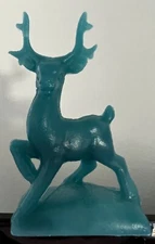 Mold-A-Rama Christmas Standing Reindeer Blow Molded Souvenir - RARE DARK BLUE