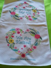 Hand Towel ~ White @ Flowery Heart ~ "We Are Blessed"