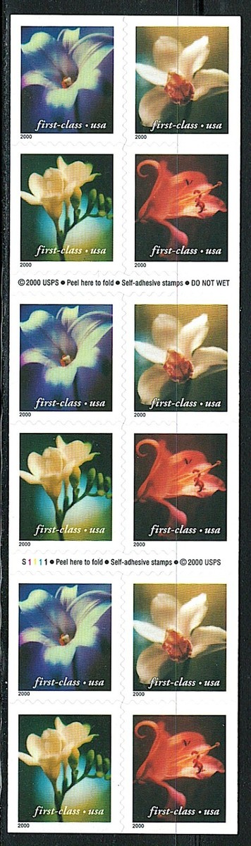 Mint US Year of 2000 Flowers Pane of 20 Stamps Scott# 3454-3457