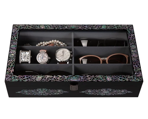 Mother of Pearl Wood Sunglasses Jewelry Box Eyeglasses Display Storage Holder