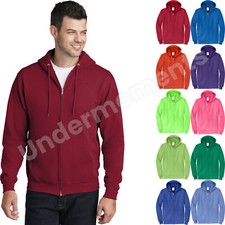 Port Company Men's Coverseamed Neck Full Zip Casual Hooded Sweatshirt. PC78ZH