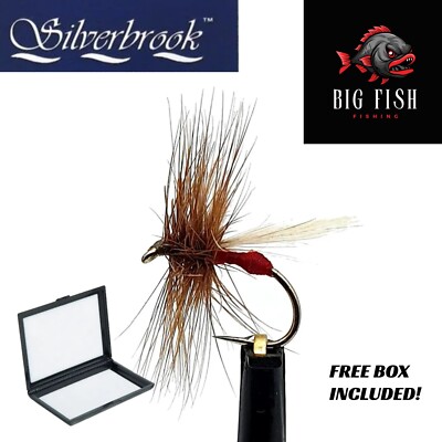 12 x Silverbrook Red Ant Trout Fly - Trockenfliegenfischen - Größe 12/14/16 + GRATIS BOX