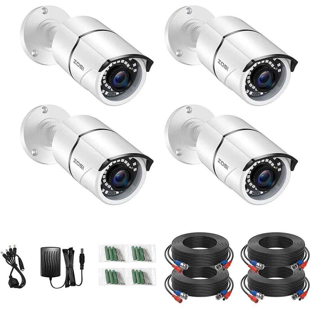 Wired 1080p White Outdoor Bullet TVI Security Camera Compatible for TVI DVR (4-P