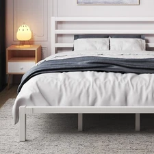 Metal Bed Frame Twin Full Queen King Size with Headboard and No Box Spring Need