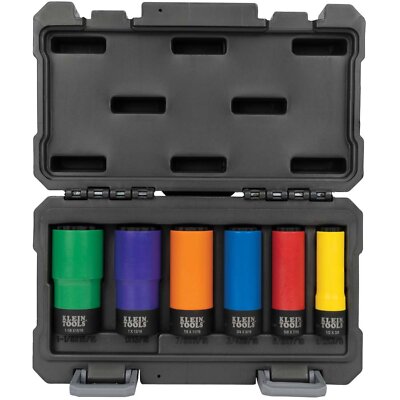 Klein Tools 66033 Coated Socket Set, 12-Point, 6 Pieces