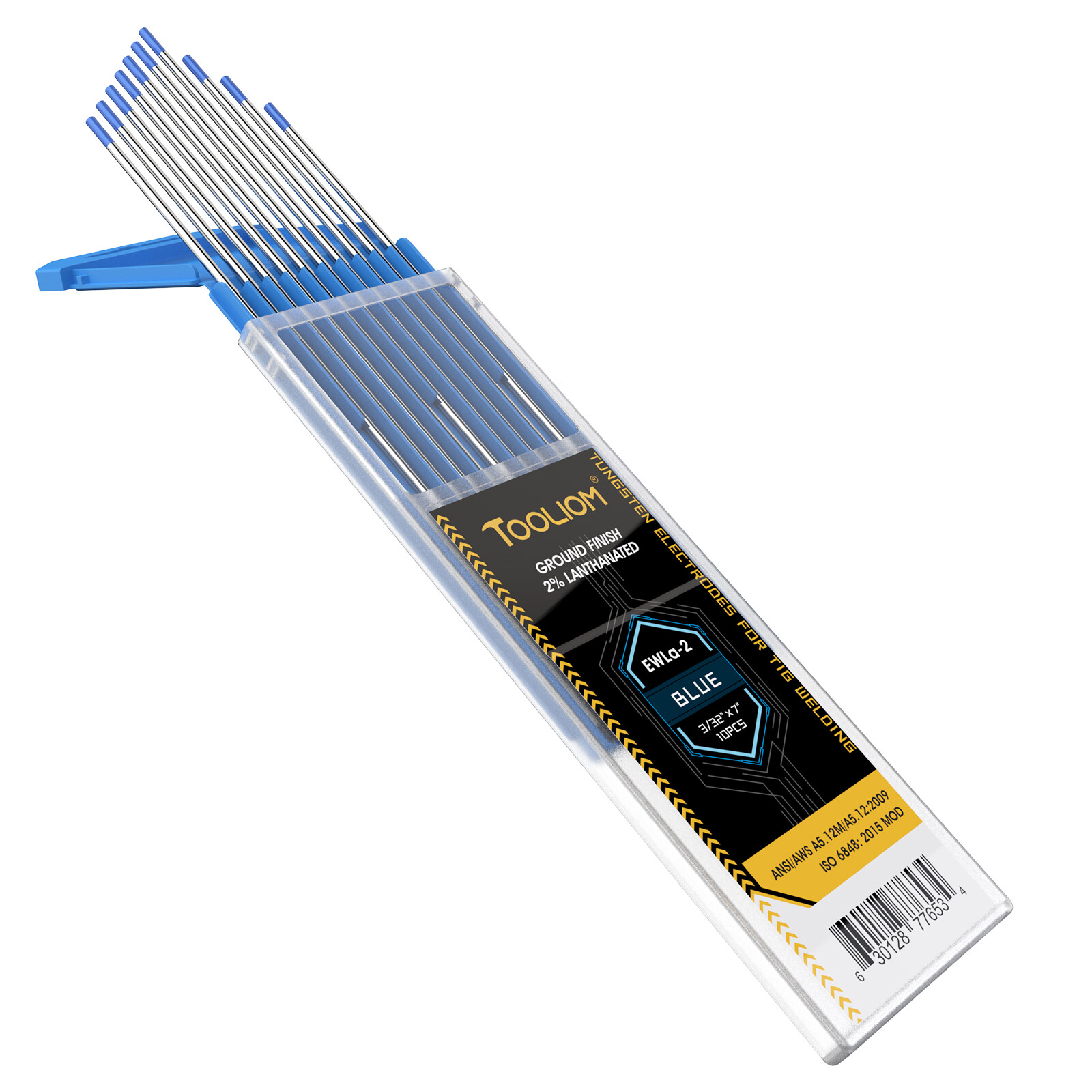 Tig Tungsten 2% Lanthanted Welding Electrodes 3/32" x 7" (Blue,Ewla-2) 10-Pack